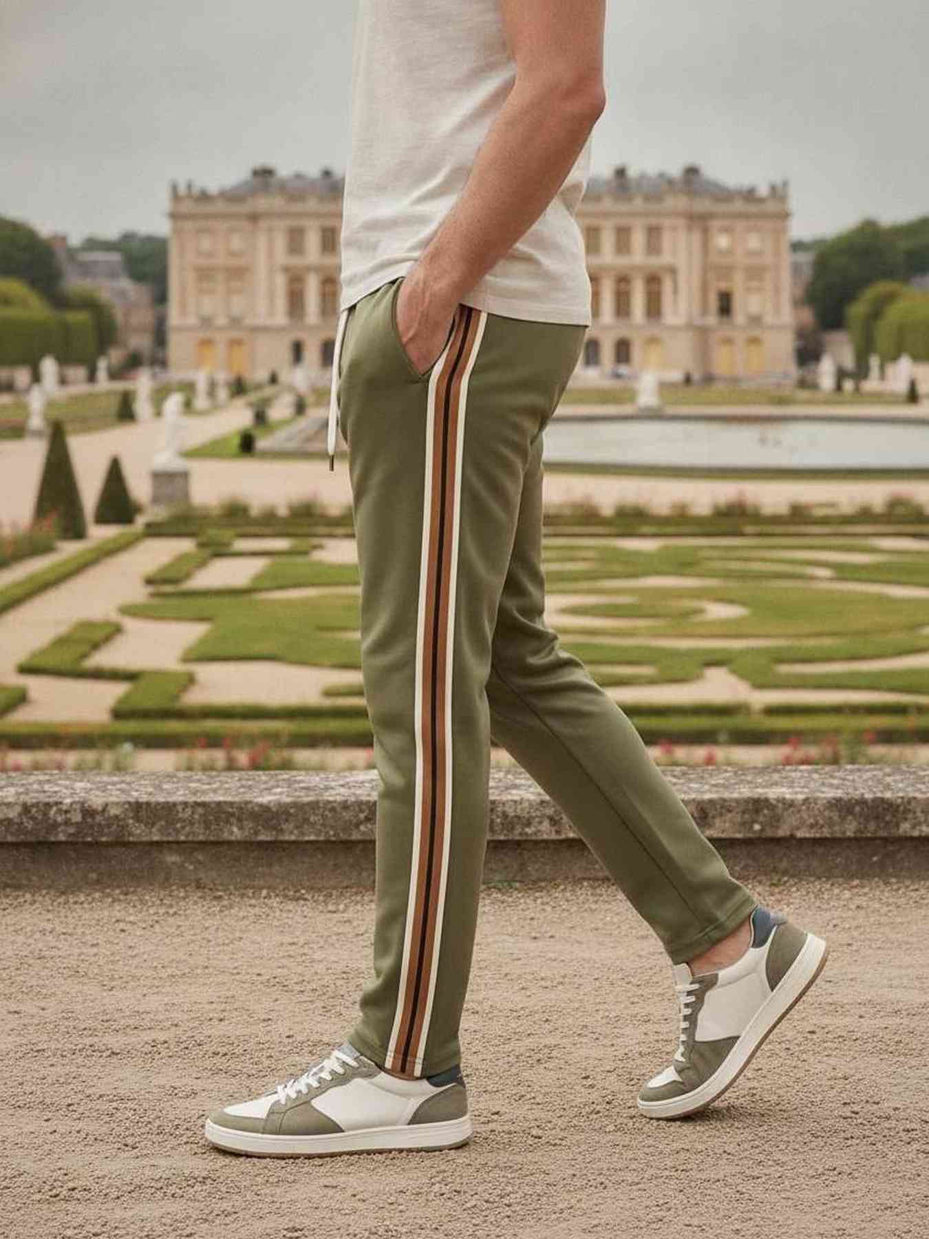 Men's stretch anti-wrinkle casual pants in black with a slim fit