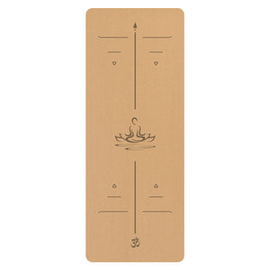 Natural rubber cork yoga mat with guide line pattern in various designs