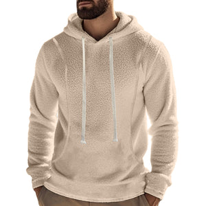 Men's fleece long-sleeve pullover hoodie in various colors