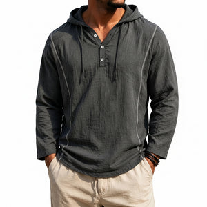 Men's casual loose-fit long-sleeve hooded sweatshirt in various colors