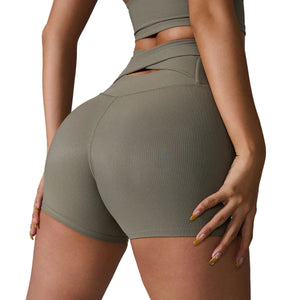 Back cross high waist hip lift yoga shorts for women in various colors