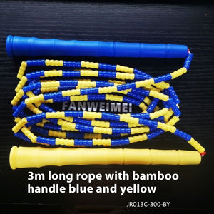 Adjustable bamboo handle skipping rope with soft beads in various colors