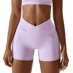 Women's high waist running fitness shorts in various colors and sizes