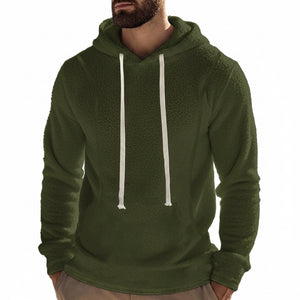 Men's fleece long-sleeve pullover hoodie in various colors