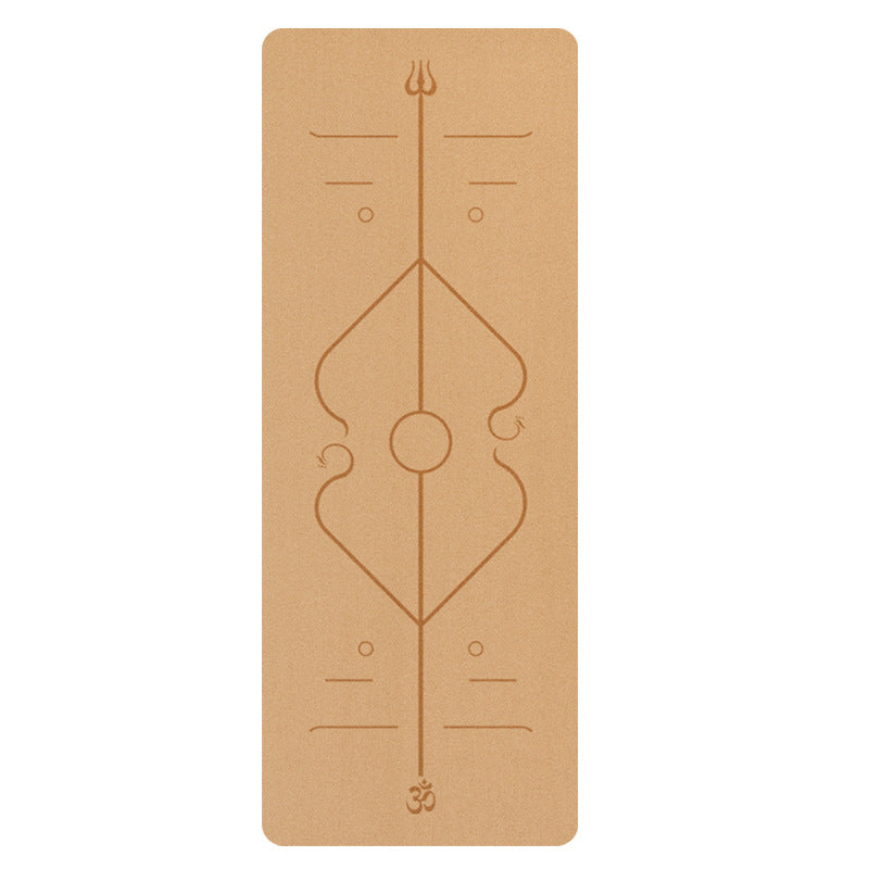 Natural rubber cork yoga mat with guide line pattern in various designs
