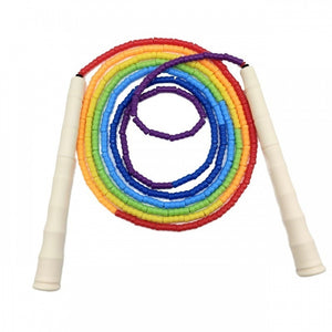 Adjustable bamboo handle skipping rope with soft beads in various colors