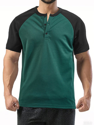 Men's colorblock short-sleeved moisture-wicking polo shirt in multiple colors