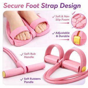 6-tube pedal resistance band with handles in pink color for full body workouts
