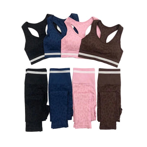 Women’s leopard print seamless high waist yoga set in multiple colors