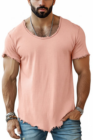 Men's solid color short sleeve cotton t-shirt in various colors