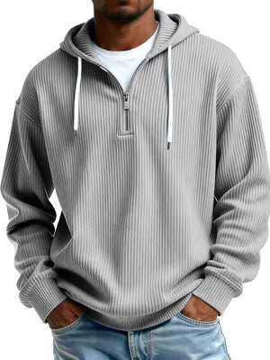 Men's long-sleeve hooded corduroy sweatshirt in various colors