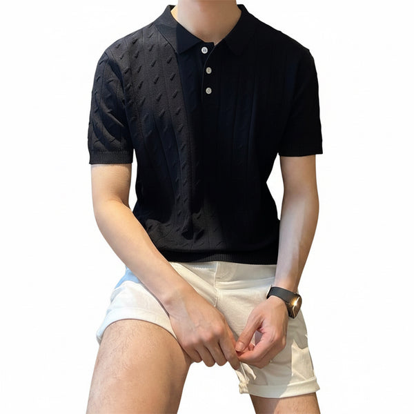 MENS SUMMER STRIPED SHORT-SLEEVE POLO SHIRT