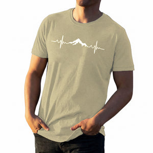 Casual striped cotton t-shirt for men in dark gray, black, and khaki colors