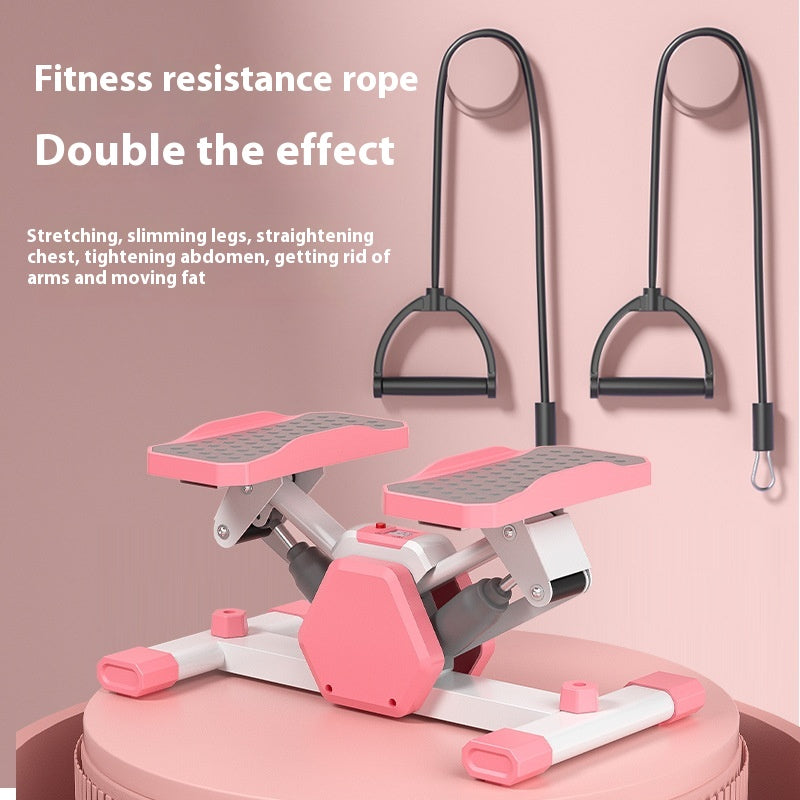 Pink mini silent hydraulic foot pedal stepper for home fitness