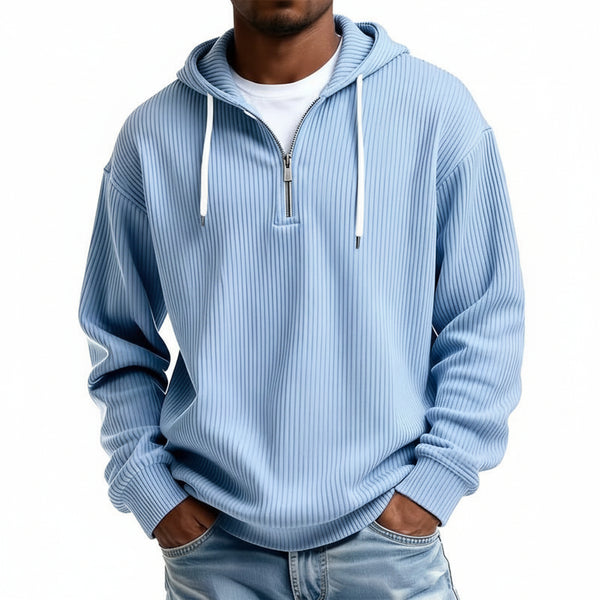 Men's long-sleeve hooded corduroy sweatshirt in various colors