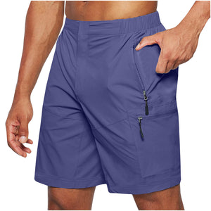 Men's casual elastic waist summer shorts in various colors with straight leg design