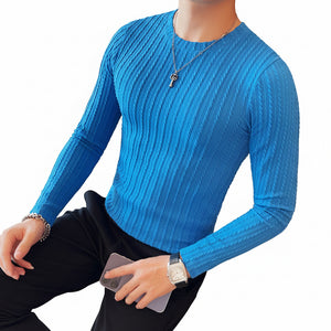 Men's slim fit long sleeve round neck shirt in various colors