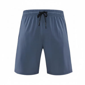 Men's quick dry 5-inch summer fitness shorts in black, dark gray, and haze blue