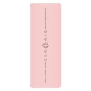 White PU leather yoga mat with natural rubber base rolled out on floor