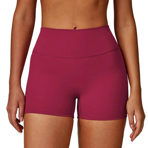 Brushed high waist women's yoga shorts in various colors