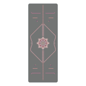 Professional non-slip PU natural rubber yoga mat with pose guide lines in various colors