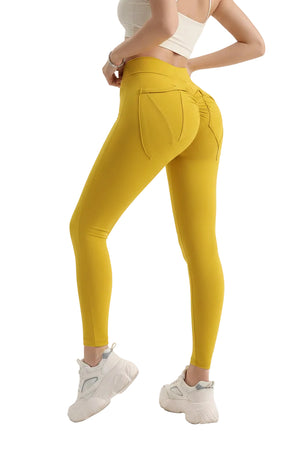 Women's high-waist hip-lift leggings with mesh panels in multiple colors