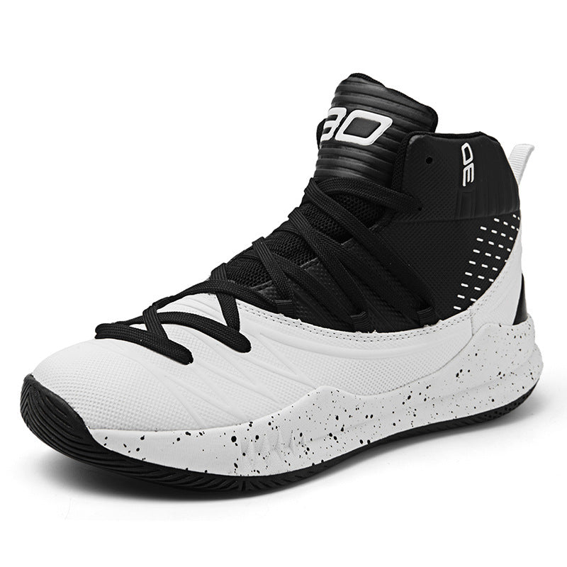 Plus size men's high-top basketball training sneakers in various colors and sizes