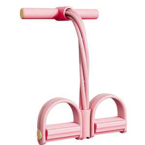 6-tube pedal resistance band with handles in pink color for full body workouts