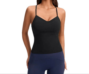 Women's brushed yoga vest with chest pad in multiple colors
