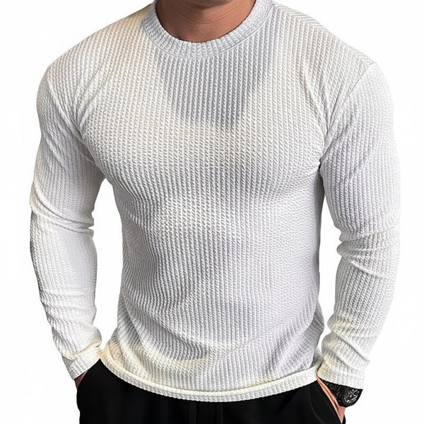 MENS SLIM FIT WAFFLE KNIT SWEATSHIRT