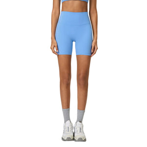 Women's elastic high waist yoga shorts in various colors for fitness and running
