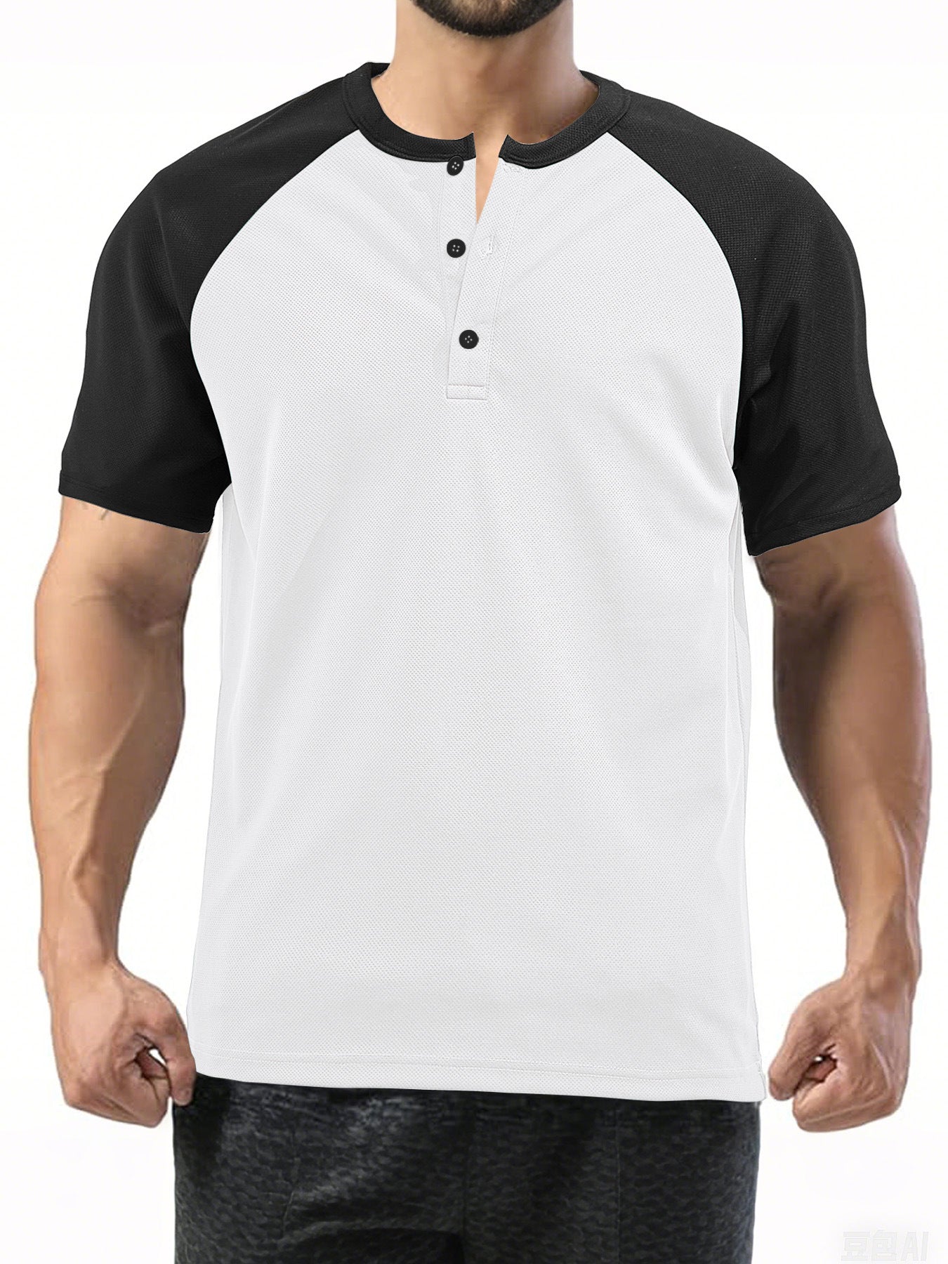 Men's colorblock short-sleeved moisture-wicking polo shirt in multiple colors