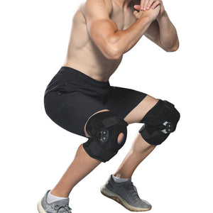 Black steel plate sports knee pads with patella support