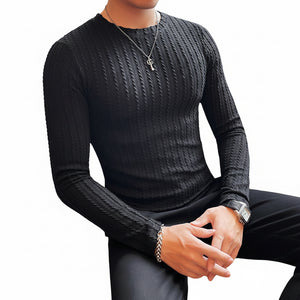Men's slim fit long sleeve round neck shirt in various colors