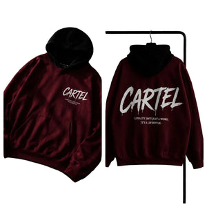 Super hooded sweatshirt available in black, white, yellow, and wine red colors