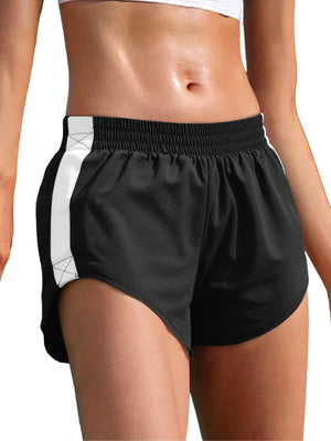 Women's high waisted striped athletic track shorts in multiple colors
