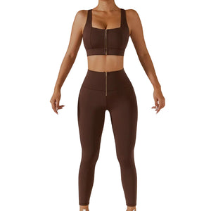 Seamless women's sports yoga set two pieces in various colors