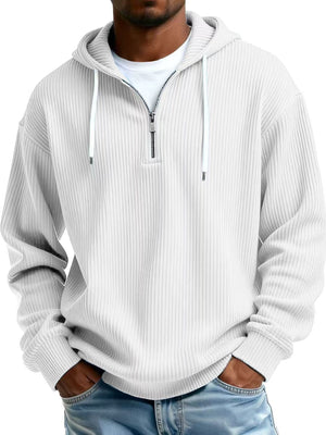 Men's long-sleeve hooded corduroy sweatshirt in various colors