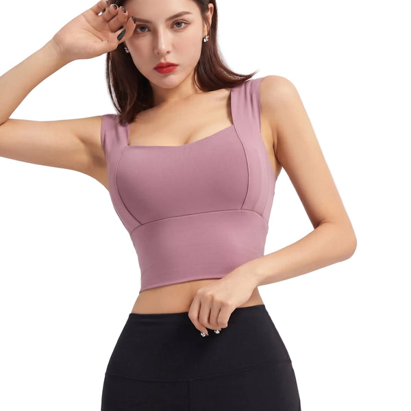 WOMEN'S MEDIUM SUPPORT YOGA SPORTS BRA WITH REMOVABLE PADS