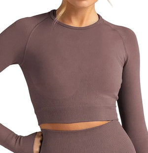 Seamless long sleeve yoga set with high elasticity in multiple colors
