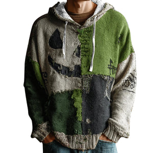 3D-printed men's gaming hoodie with striped pattern and patch pockets