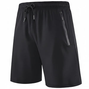 Men's quick dry 5-inch summer fitness shorts in black, dark gray, and haze blue