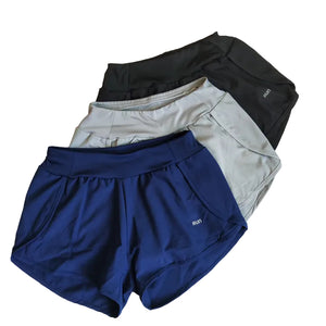 Breathable loose casual women's shorts in black, far empty blue, and light gray colors