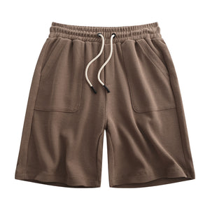 Men's cotton sports shorts with drawstring waist in various colors