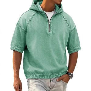 Men's half-zip sports hoodie with hood in various colors