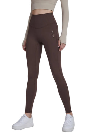 Reflective printed sports leggings with pockets in multiple colors and full-length fit