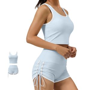 Women's high-support sports set with built-in padded bra in multiple colors
