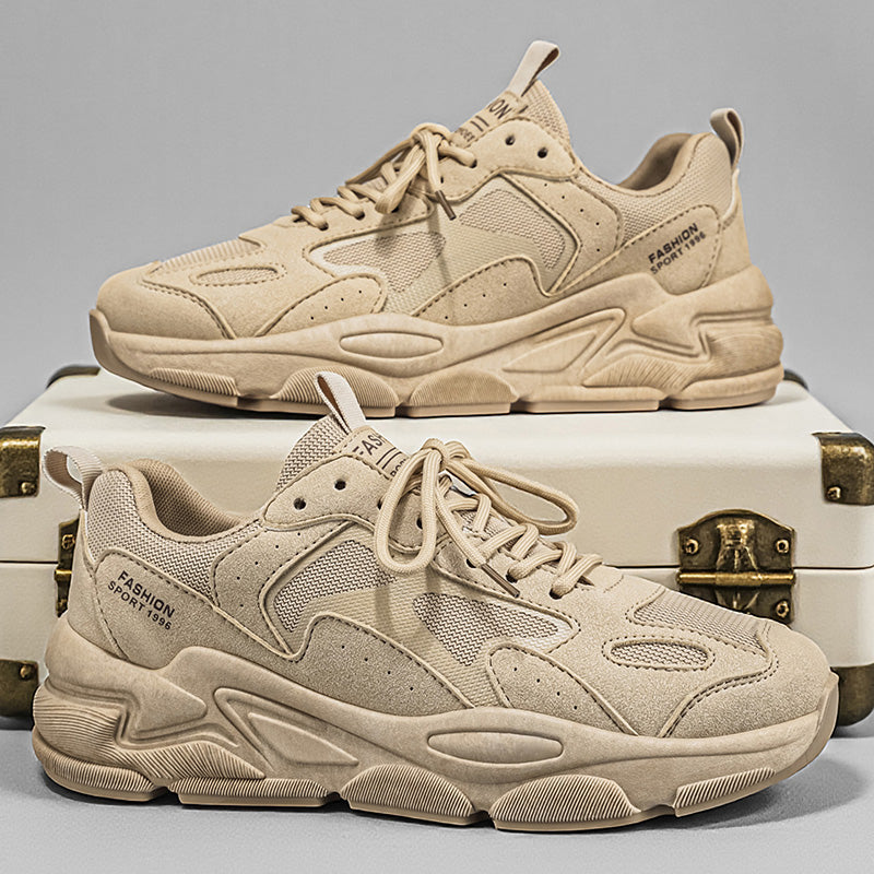 Men's breathable mesh casual sneaker with thick sole in multiple colors