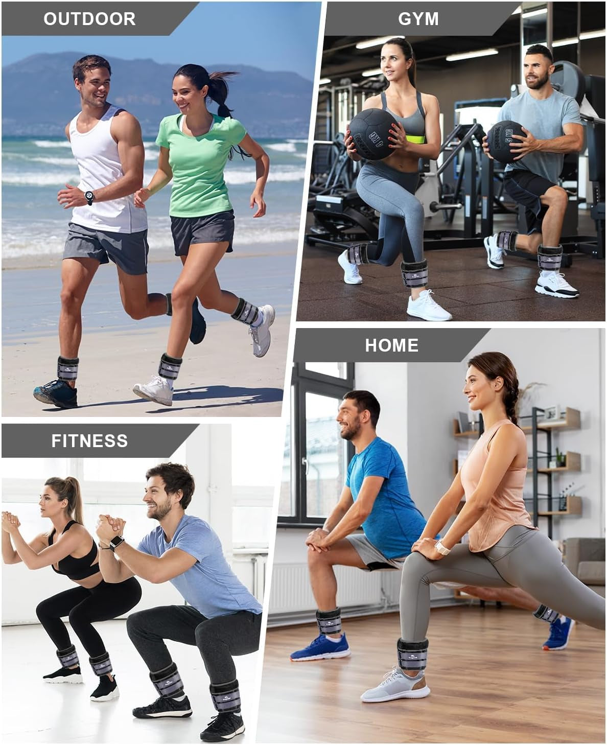 Adjustable Ankle Weights (1-20 lbs) with Removable Weights for Jogging, Gymnastics, Aerobics, and Physical Therapy