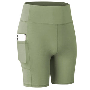 Women's high waist pocket yoga shorts in multiple colors